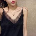 Lace V-neck Camisole Top Black - One Size