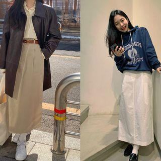 Zip-fly Cotton Maxi Skirt