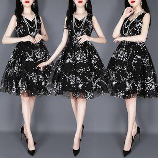 Patterned Sleeveless Minidress