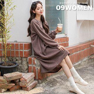 Balloon-sleeve Oversized Midi Pullover Dress