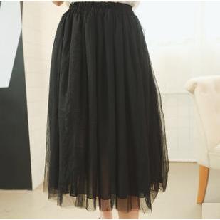 Mesh A-line Midi Skirt