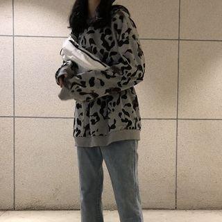 Leopard Print Pullover Gray - One Size