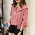 Checked 3/4-sleeve Blouse