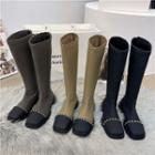 Block Heel Chain Accent Tall Boots