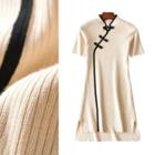 Short-sleeve Knit A-line Qipao Dress