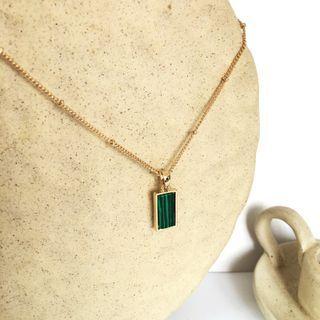 Gemstone Necklace 1 Pc - Necklace - Green & Gold - One Size