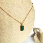 Gemstone Necklace 1 Pc - Necklace - Green & Gold - One Size