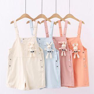 Set: Short-sleeve Plain T-shirt + Rabbit Detail Jumper Shorts