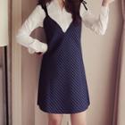 Set: Plain Blouse + Strappy Dress