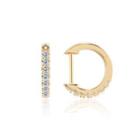 Fashion Simple Plated Gold Geometric Circle Cubic Zircon Stud Earrings Golden - One Size