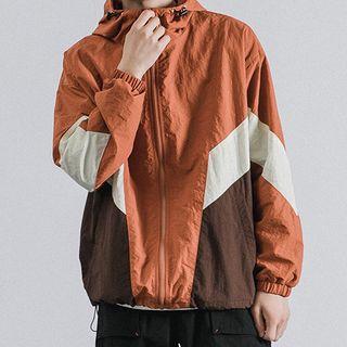 Color-panel Hooded Windbreaker