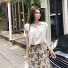 Half-placket Pleated-sleeve Blouse