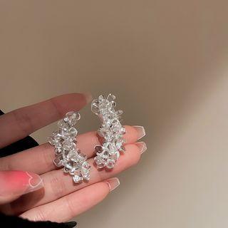 Flower Resin Dangle Earring 1 Pair - Clip On Earring - Transparent - One Size