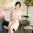 Scallop-edge 3/4-sleeve Shirtdress With Belt
