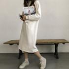 Slit-back Fleece-lined Midi Pullover Dress