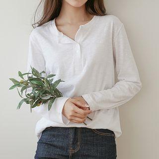 Open-placket M Lange Henley
