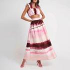 Set: Tie-dyed Crop Camisole Top + Maxi A-line Skirt