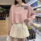 Polo Sweatshirt / Pleated Mini Skirt
