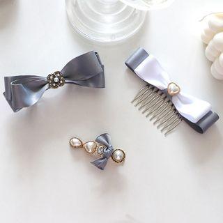 Faux Pearl Ribbon Hair Clip / Hair Comb