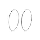 Sterling Silver Simple Fashion Geometric Round Earrings 30mm Silver - One Size
