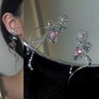 Rhinestone Bow Drop Earring 1 Pair - S925 Silver Stud - Silver - One Size
