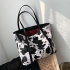 Milk Cow Print Faux Leather Tote Bag
