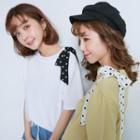 Short Sleeve Dotted Tie-neck T-shirt