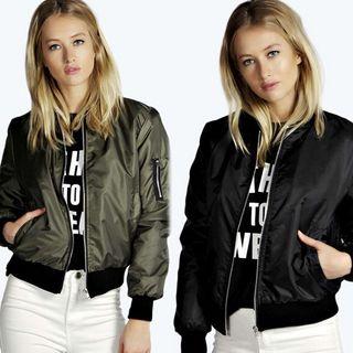 Long-sleeved Plain Panel Slim Zip Coat