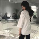 Lace Up Open Back 3/4-sleeve T-shirt