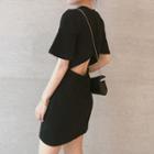 Short-sleeve Open Back Mini T-shirt Dress