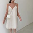 Turtleneck Long-sleeve Knit Top/ Strappy V-neck A-line Dress