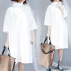 Mock-turtleneck Elbow-sleeve A-line Dress White - One Size