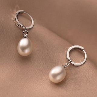 Faux Pearl Sterling Silver Dangle Earring 1 Pair - Silver & White - One Size