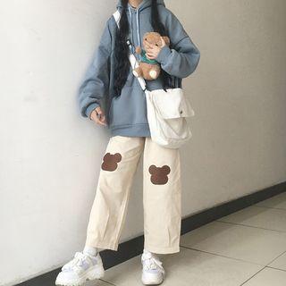Oversize Hoodie / Embroidered Cropped Wide-leg Pants