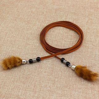 Furry Trim Tie Belt