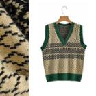 Argyle Sweater Vest 9898 - Dark Green - One Size