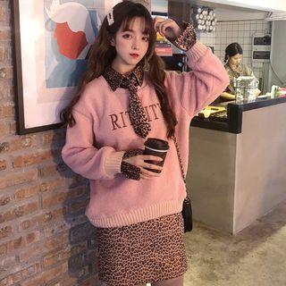Set: Mock Two Piece Pullover + A-line Skirt