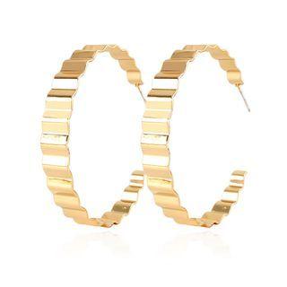 Geometric Alloy Open Hoop Earring Gold - One Size