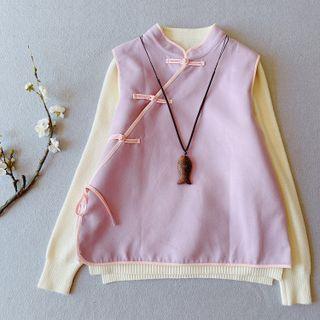 Frog-buttoned Stand-collar Vest