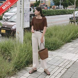 Squared-neck Cotton Top