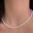 Faux Pearl Necklace 1 Pc - White & Gold - One Size