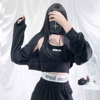 Cropped Hoodie / Applique Halter Top