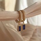 Gemstone Huggy Earring 1 Pair - Gold + Grayish Purple - One Size