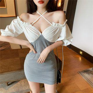 Patchwork Halter Mini Dress