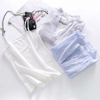 Set: Striped Long-sleeve Shirt + Tank-top