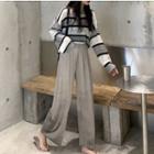 Striped Long-sleeve T-shirt / Wide-leg Pants