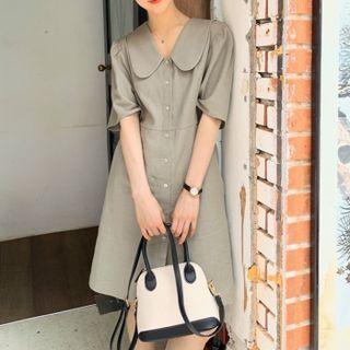 Short-sleeve Collared Shirt Dress