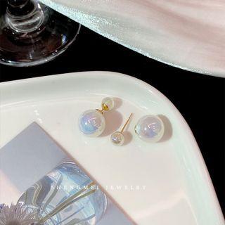 Bead Stud Earring 1 Pair - White - One Size