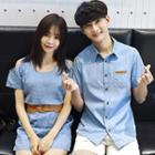 Couple Matching Short-sleeve Denim Mini Dress / Shirt