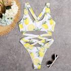 Lemon Print Cut-out Swimsuit